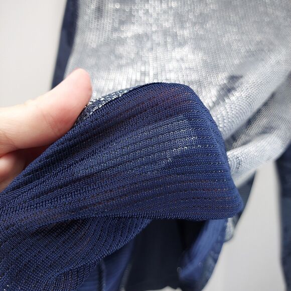 Alfred Dunner Button Shirt Womens 16 Blue Sheer Metallic Rose Witchy Whimsigoth - Picture 6 of 10